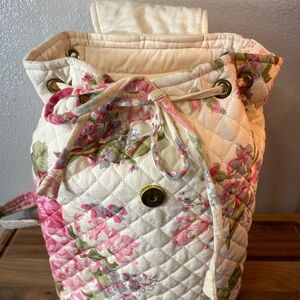 April Cornell Quilted Floral Backpack Cottagecore Vintage Lightweight Garden Bag